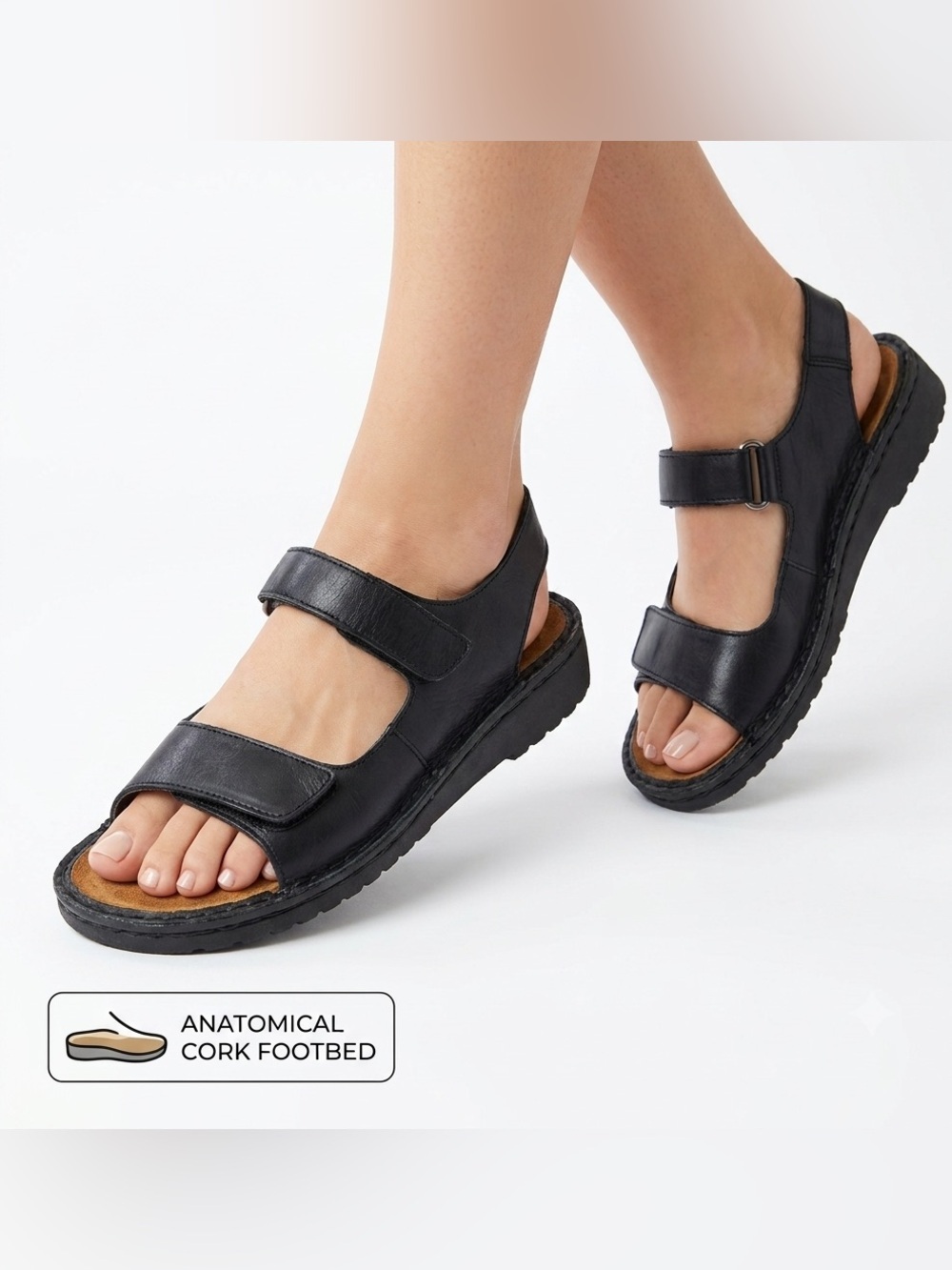 Naot Women’s Andes Black Leather Comfort Backstrap Sandals Size 42 US 11
